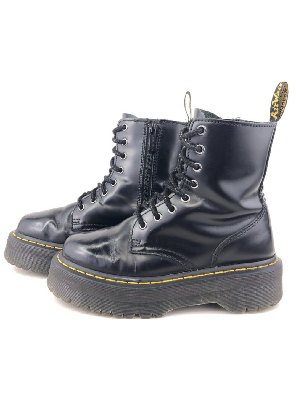 Dr. Martens Jadon Black Leather Platform Combat Boots 7 - Picture 2 of 15
